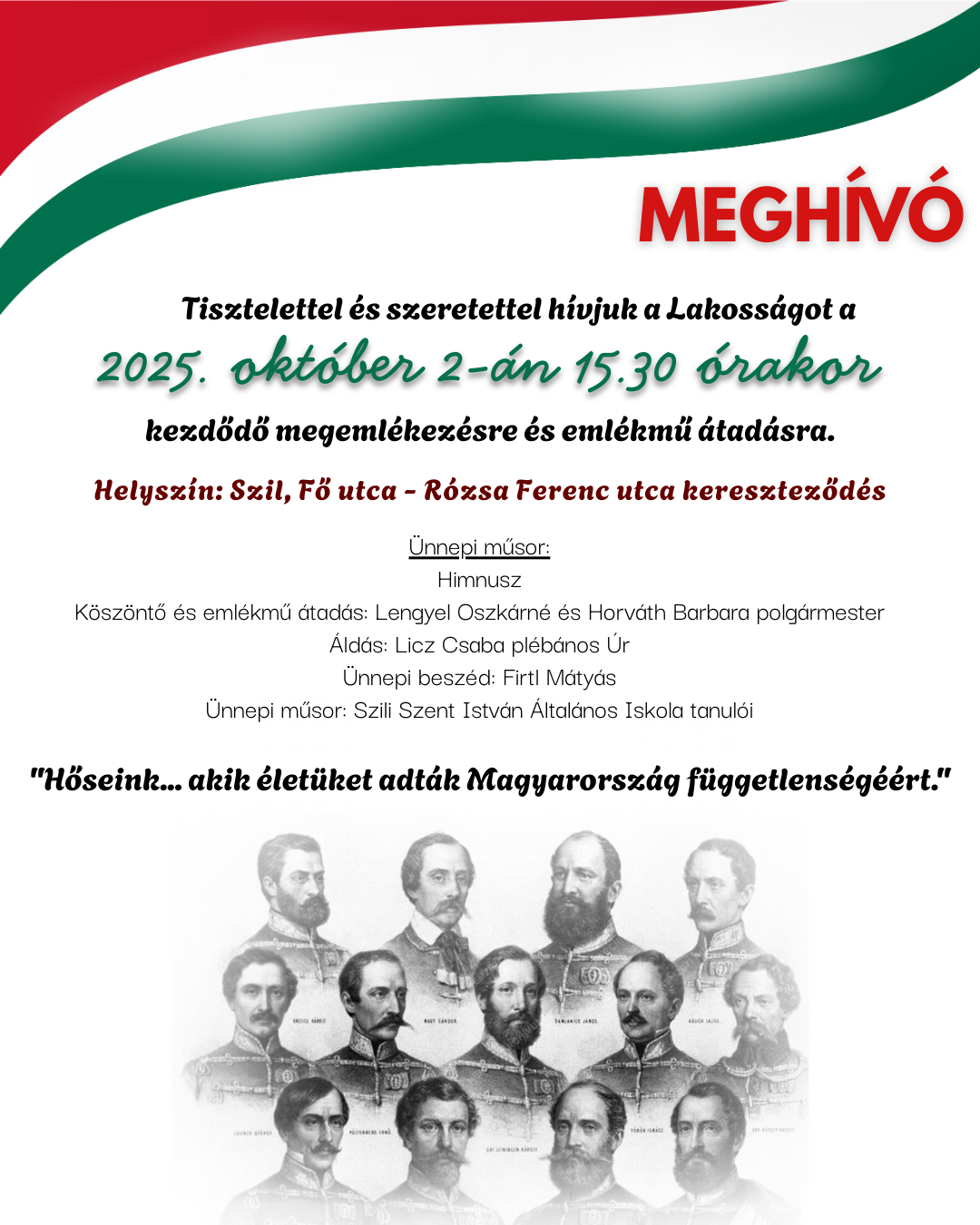 Aradi vértanú emlékmű avatás